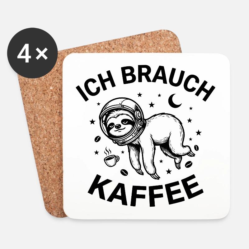 Ich brauch Kaffee - Untersetzer (4er-Set) - Weiß
