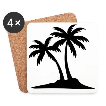 Island Palm Tree Icon - Coasters (set of 4) - white - Front