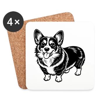 Pembroke Walisischer Corgi - Untersetzer (4er-Set) - Weiß - Vorne