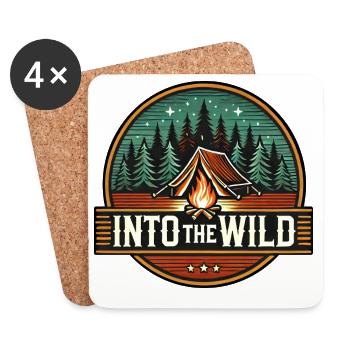 Into The Wild Camping Nature Campfire Outdoor - Coasters (set of 4) - white - Front
