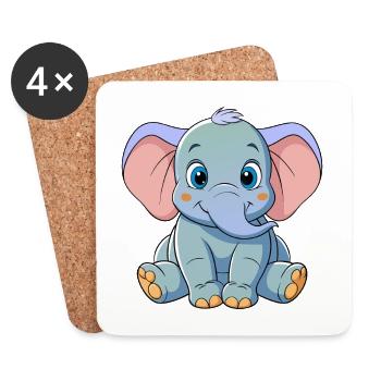 Elefantenbaby - Untersetzer (4er-Set) - Weiß - Vorne
