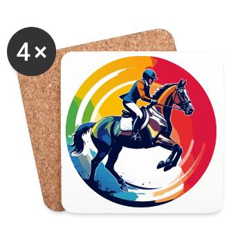 Rainbow Show Jumping Horse Show Jumping Motif - Coasters (set of 4) - white - Front