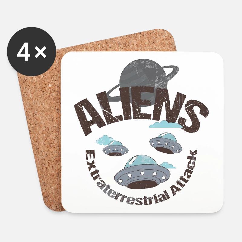 Alien-Begegnungen: Außerirdische Luftschiffe - Untersetzer (4er-Set) - Weiß