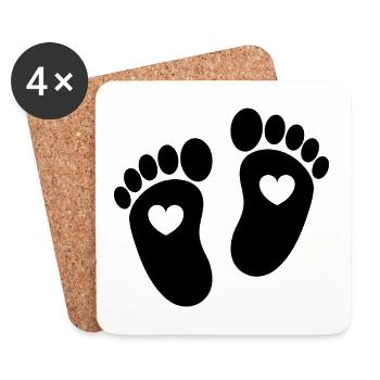 Pieds de bébé - Dessous de verre (lot de 4) - blanc - Devant
