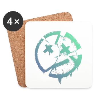 Cercle grunge avec X – Imprimé - Dessous de verre (lot de 4) - blanc - Devant