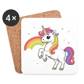 Einhorn und Regenbogen - Magical Unicorn Design - Untersetzer (4er-Set) - Weiß - Vorne