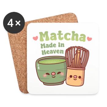 Süßer Matcha und Schlagei Matcha im Himmel gemacht Wortspiel - Untersetzer (4er-Set) - Weiß - Vorne