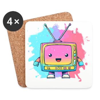 Pastell TV Kawaii Neon - Untersetzer (4er-Set) - Weiß - Vorne