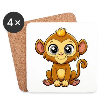 Baby-Affe - Untersetzer (4er-Set) - Weiß - Vorne