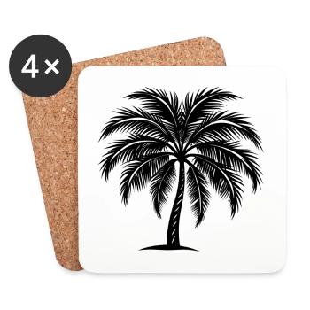 Palme - Untersetzer (4er-Set) - Weiß - Vorne