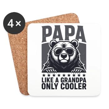 Papa Ours Cool avec des lunettes de soleil - Cadeau grand-père - Dessous de verre (lot de 4) - blanc - Devant