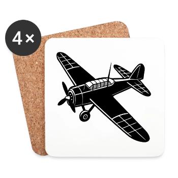 Vieil avion - Dessous de verre (lot de 4) - blanc - Devant