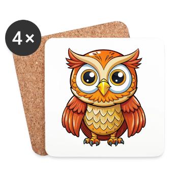 hibou - Dessous de verre (lot de 4) - blanc - Devant