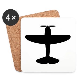 Vieil avion - Dessous de verre (lot de 4) - blanc - Devant