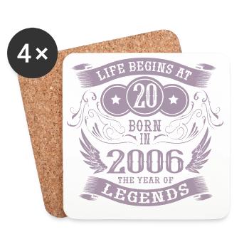 20th Birthday Vintage 2006 Angel Legends Life - Coasters (set of 4) - white - Front