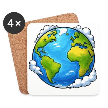 Erde Welt Planet - Untersetzer (4er-Set) - Weiß - Vorne