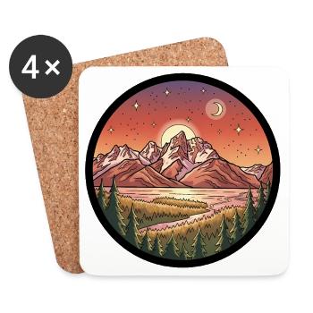 Mondscheingebirge Rundpatch - Untersetzer (4er-Set) - Weiß - Vorne