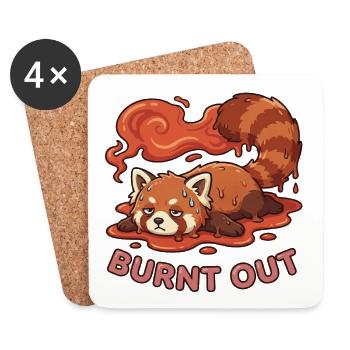 Mignon et fatigué : Panda rouge brûlé - Dessous de verre (lot de 4) - blanc - Devant