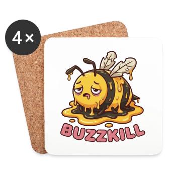 Ne soyez pas un rabat-joie - Design drôle d’abeille - Dessous de verre (lot de 4) - blanc - Devant