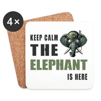 Ruhig bleiben der Elefant ist da - Untersetzer (4er-Set) - Weiß - Vorne