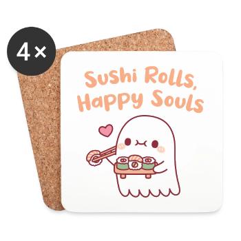 Süßes Geister-Sushi-Rollen Glückliche Seelen Lustig - Untersetzer (4er-Set) - Weiß - Vorne