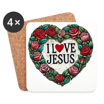 I Love Jesus Floral Heart - Coasters (set of 4) - white - Front