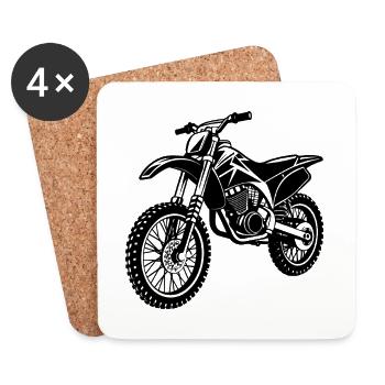 Motocross-Motorrad - Untersetzer (4er-Set) - Weiß - Vorne