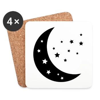 Lune et étoiles - Dessous de verre (lot de 4) - blanc - Devant