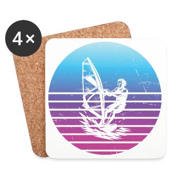 Klassisches Windsurfing Motiv - Untersetzer (4er-Set) - Weiß - Vorne