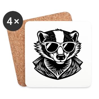 Dachs mit Sonnenbrille - Untersetzer (4er-Set) - Weiß - Vorne