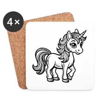 Bébé licorne - Dessous de verre (lot de 4) - blanc - Devant