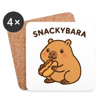 Snackybara - Capybara avec hot-dog - Dessous de verre (lot de 4) - blanc - Devant
