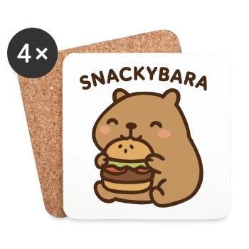 Snackybara - Capybara with Burger - Coasters (set of 4) - white - Front