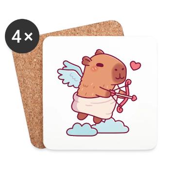 Mignon Ange Cupidon Capybara - Dessous de verre (lot de 4) - blanc - Devant