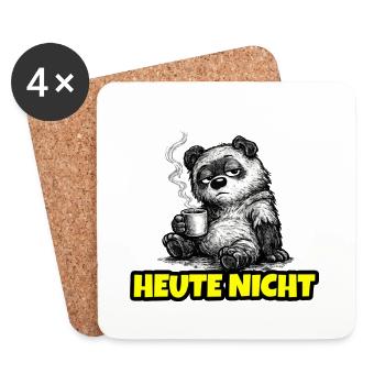 Heute nicht – Grumpy Bär mit Kaffee (Sketch) - Untersetzer (4er-Set) - Weiß - Vorne