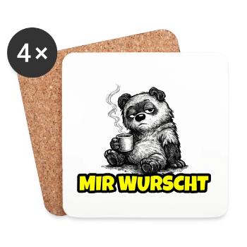 I don't care – Grumpy Bear with Coffee (Sketch) - Coasters (set of 4) - white - Front