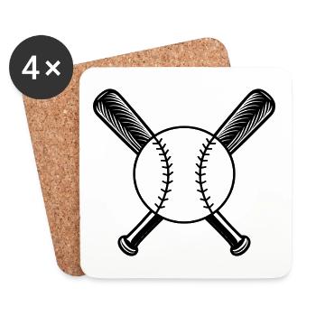 Balle de baseball et battes - Dessous de verre (lot de 4) - blanc - Devant