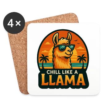 Détends comme un lama - Dessous de verre (lot de 4) - blanc - Devant