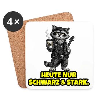 Today only Black & Strong – Rock Waschbär - Coasters (set of 4) - white - Front