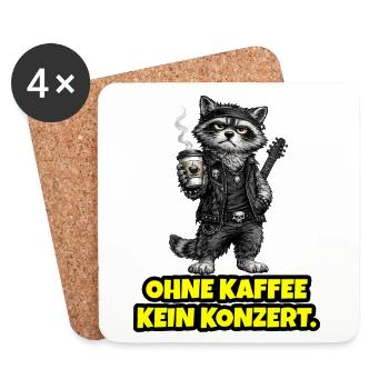 No concert without coffee – Rock Waschbär - Coasters (set of 4) - white - Front