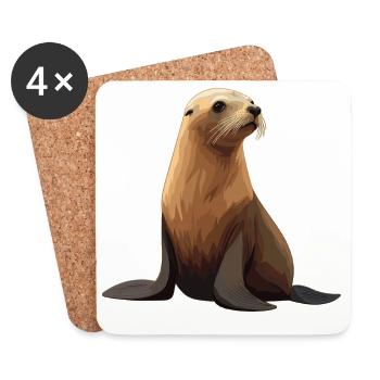 Sea Lions Sea Lion - Coasters (set of 4) - white - Front