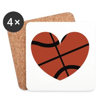 Cœur du basket-ball - Dessous de verre (lot de 4) - blanc - Devant