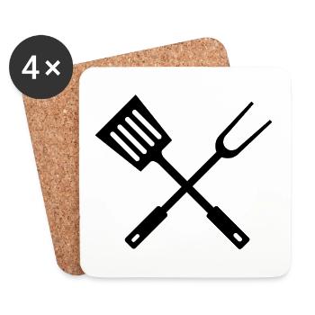BBQ-Grillbesteck - Untersetzer (4er-Set) - Weiß - Vorne