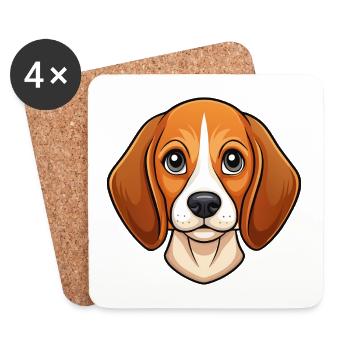 Beagle-Gesicht - Untersetzer (4er-Set) - Weiß - Vorne