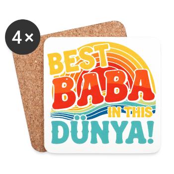 Best Baba In This Dunya Retro Sunset - Coasters (set of 4) - white - Front