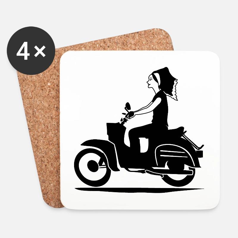 DELNJOSERBOWKA - MOPED - Untersetzer (4er-Set) - Weiß