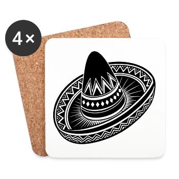 Sombrero mexicain - Dessous de verre (lot de 4) - blanc - Devant