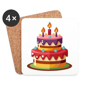 Gâteau d'anniversaire - Dessous de verre (lot de 4) - blanc - Devant