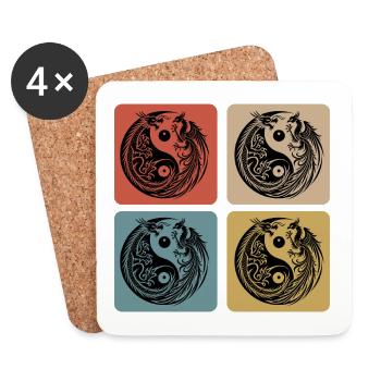 Dragon Yin Yang et Phénix - Dessous de verre (lot de 4) - blanc - Devant