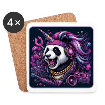 Panda Einhorn Party - Untersetzer (4er-Set) - Weiß - Vorne